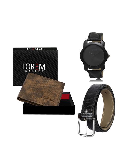 belt, wallet & watch leatherette gift combo - 19246488 - Very Small Image - 1