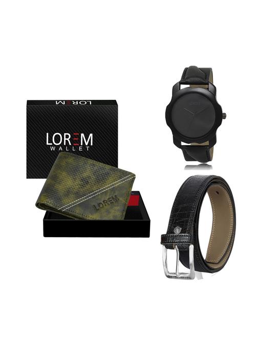 belt, wallet & watch leatherette gift combo - 19246526 - Very Small Image - 1
