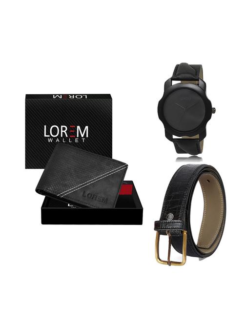 belt, wallet & watch leatherette gift combo - 19246529 - Very Small Image - 1