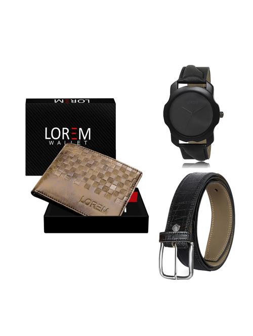 belt, wallet & watch leatherette gift combo - 19246536 - Very Small Image - 1