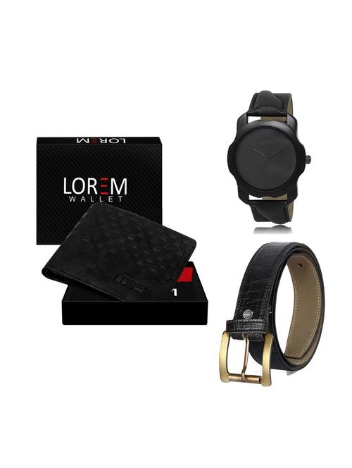 belt, wallet & watch leatherette gift combo - 19246551 - Very Small Image - 1