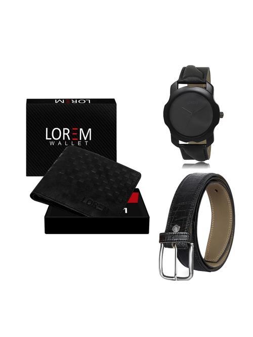 belt, wallet & watch leatherette gift combo - 19246554 - Very Small Image - 1