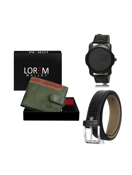 belt, wallet & watch leatherette gift combo - 19246598 - Very Small Image - 1