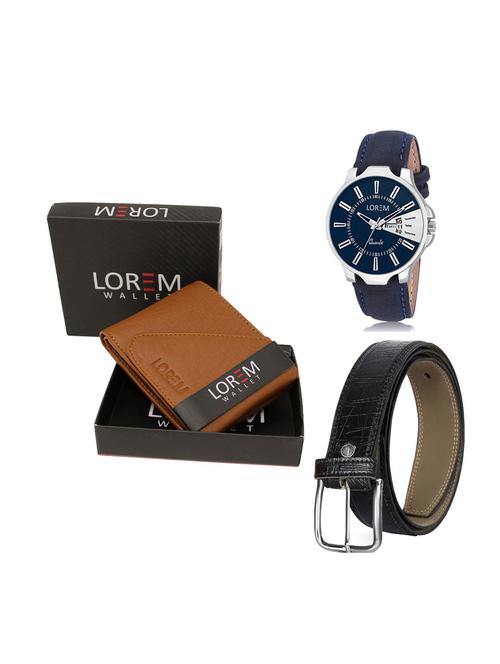 belt, wallet & watch leatherette gift combo - 19246602 - Very Small Image - 1
