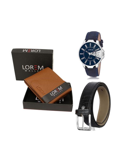 belt, wallet & watch leatherette gift combo - 19246604 - Very Small Image - 1