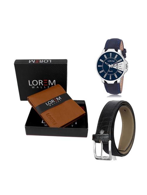 belt, wallet & watch leatherette gift combo - 19246610 - Very Small Image - 1
