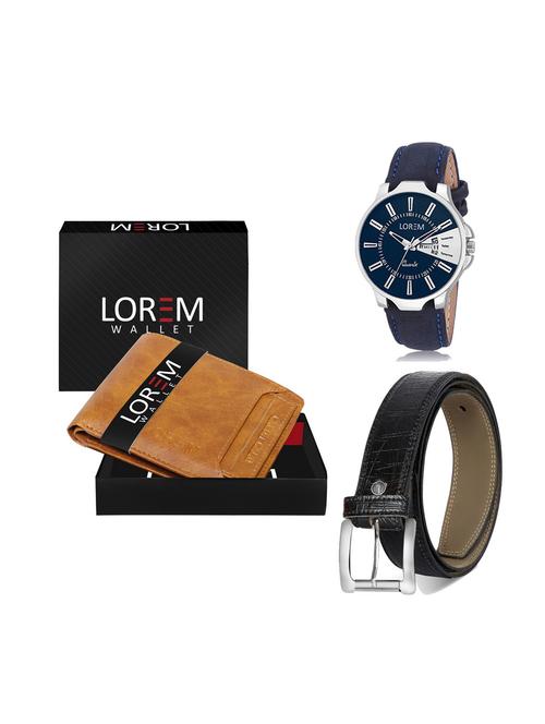 belt, wallet & watch leatherette gift combo - 19246624 - Very Small Image - 1