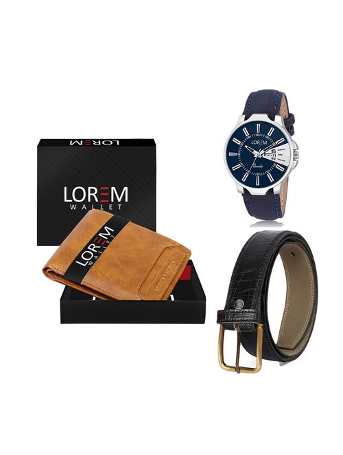 belt, wallet & watch leatherette gift combo - 19246625 - Very Small Image - 1