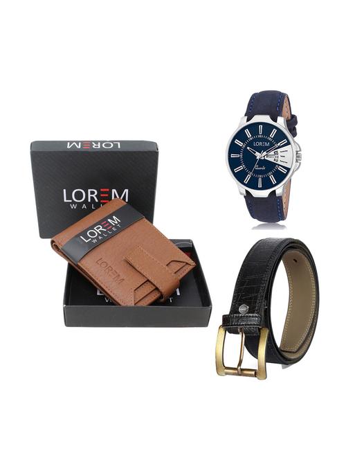 belt, wallet & watch leatherette gift combo - 19246647 - Very Small Image - 1