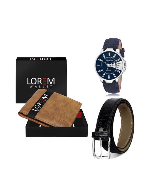 belt, wallet & watch leatherette gift combo - 19246669 - Very Small Image - 1