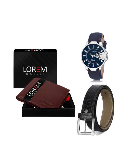 belt, wallet & watch leatherette gift combo - 19246672 - Very Small Image - 1
