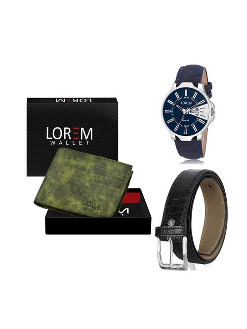belt, wallet & watch leatherette gift combo - 19246694 - Very Small Image - 1