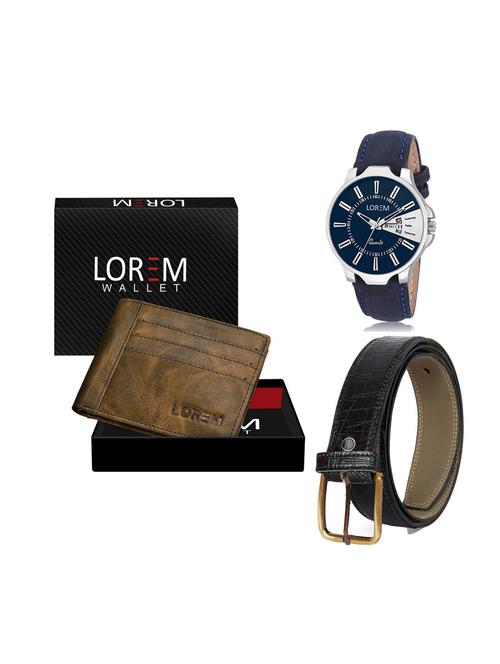 belt, wallet & watch leatherette gift combo - 19246703 - Very Small Image - 1