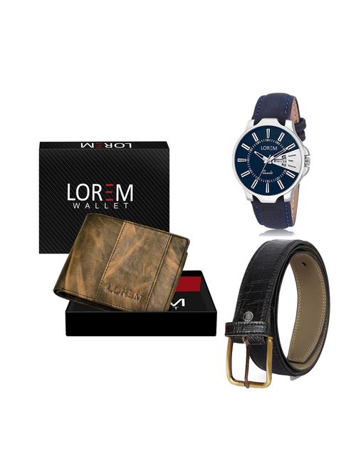 belt, wallet & watch leatherette gift combo - 19246709 - Very Small Image - 1