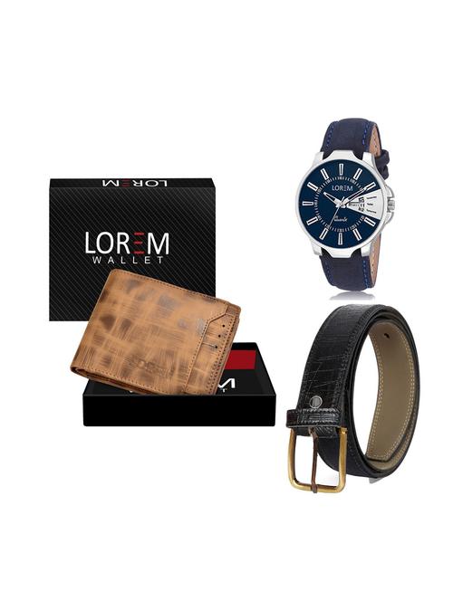 belt, wallet & watch leatherette gift combo - 19246715 - Very Small Image - 1