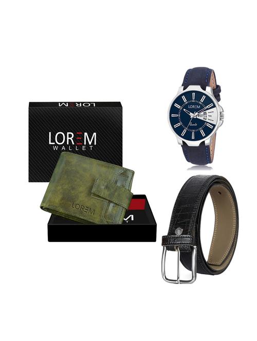 belt, wallet & watch leatherette gift combo - 19246722 - Very Small Image - 1
