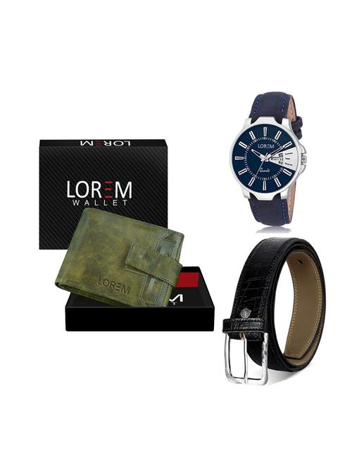 belt, wallet & watch leatherette gift combo - 19246723 - Very Small Image - 1