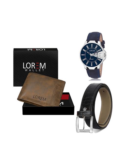 belt, wallet & watch leatherette gift combo - 19246732 - Very Small Image - 1