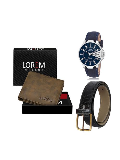 belt, wallet & watch leatherette gift combo - 19246739 - Very Small Image - 1