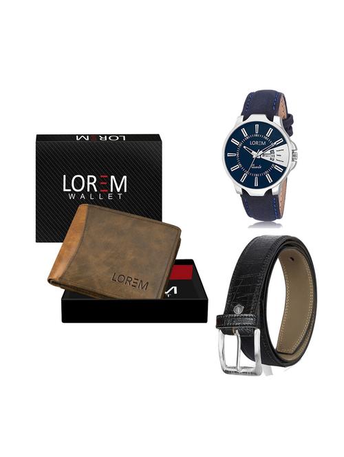 belt, wallet & watch leatherette gift combo - 19246748 - Very Small Image - 1