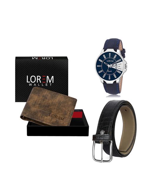 belt, wallet & watch leatherette gift combo - 19246758 - Very Small Image - 1