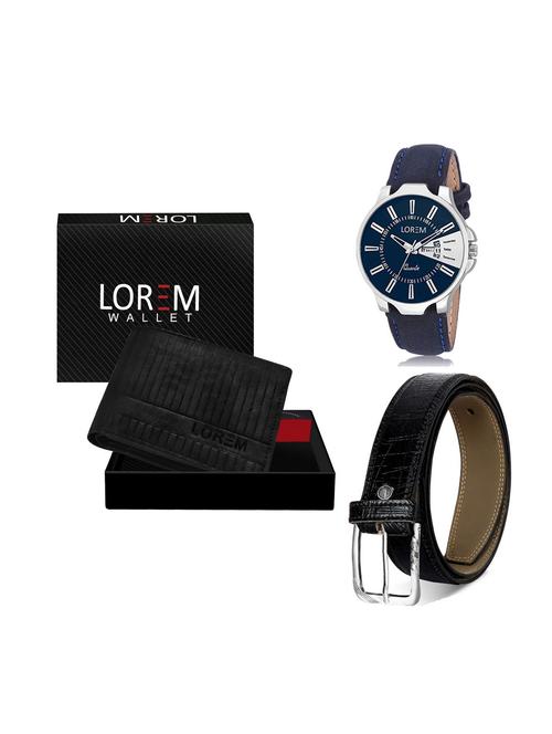 belt, wallet & watch leatherette gift combo - 19246777 - Very Small Image - 1