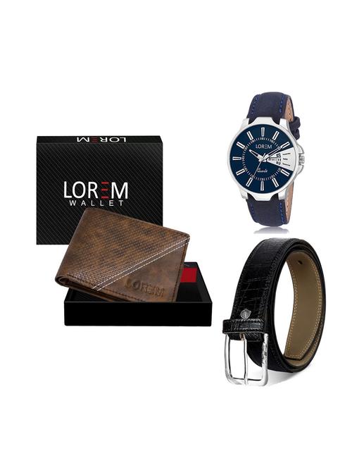 belt, wallet & watch leatherette gift combo - 19246783 - Very Small Image - 1