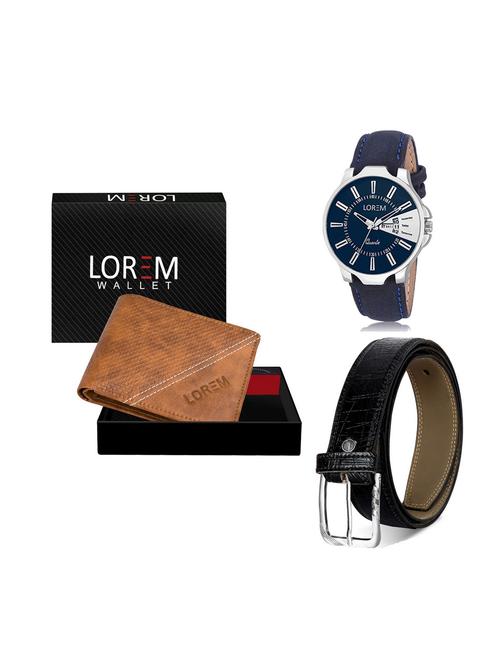 belt, wallet & watch leatherette gift combo - 19246789 - Very Small Image - 1