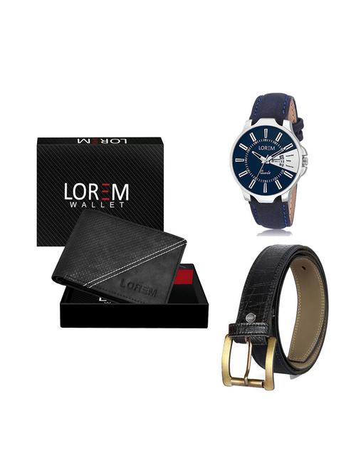 belt, wallet & watch leatherette gift combo - 19246797 - Very Small Image - 1