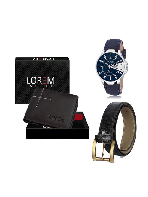 belt, wallet & watch leatherette gift combo - 19246833 - Very Small Image - 1