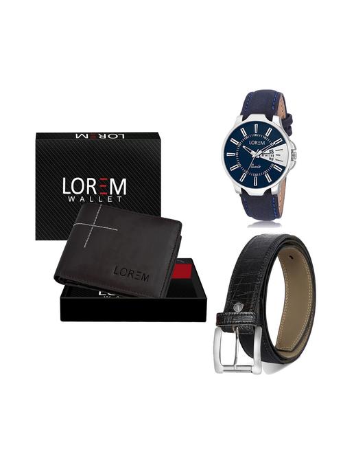 belt, wallet & watch leatherette gift combo - 19246834 - Very Small Image - 1