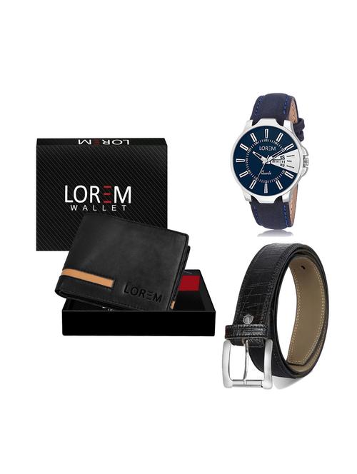 belt, wallet & watch leatherette gift combo - 19246840 - Very Small Image - 1