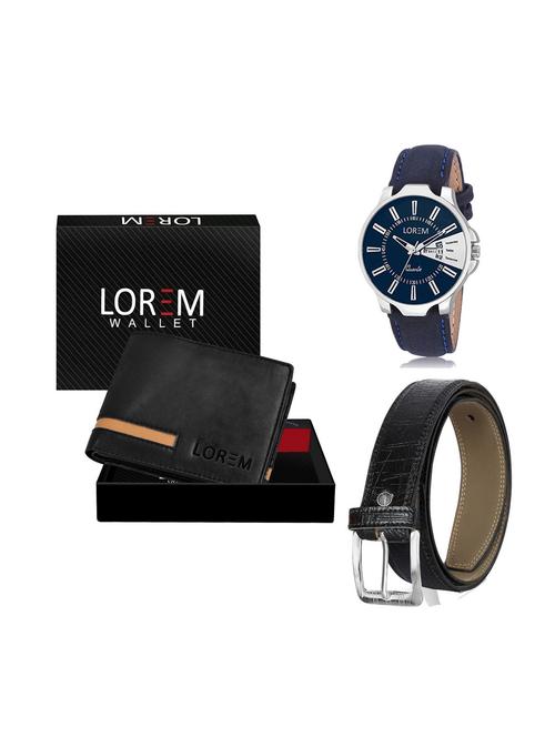 belt, wallet & watch leatherette gift combo - 19246844 - Very Small Image - 1