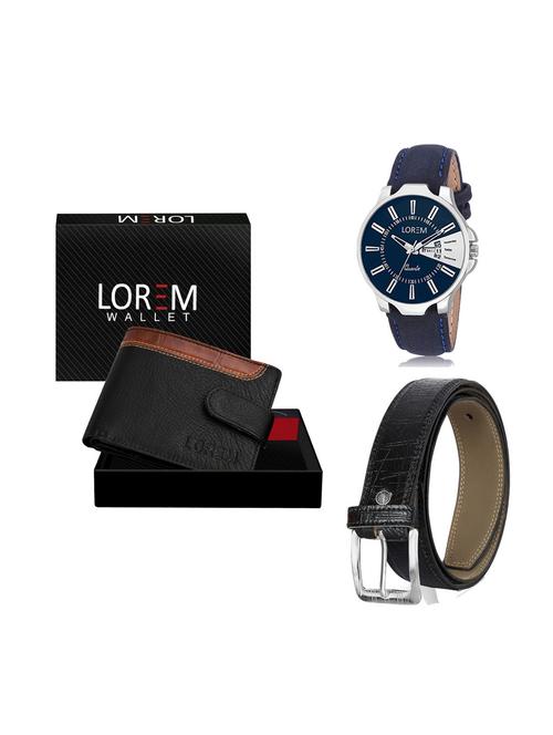 belt, wallet & watch leatherette gift combo - 19246862 - Very Small Image - 1