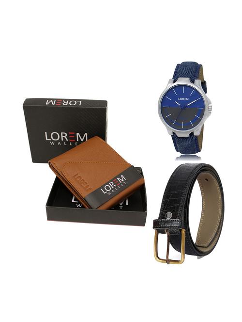 belt, wallet & watch leatherette gift combo - 19246871 - Very Small Image - 1