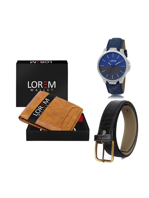 belt, wallet & watch leatherette gift combo - 19246895 - Very Small Image - 1
