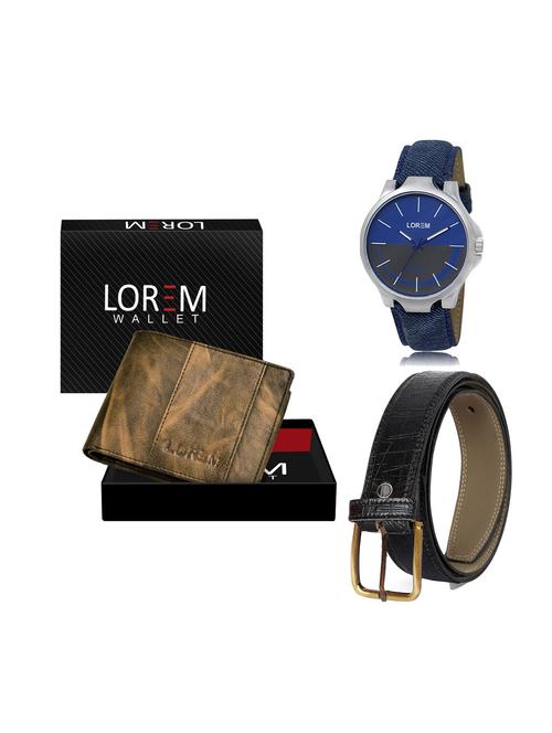 belt, wallet & watch leatherette gift combo - 19246979 - Very Small Image - 1