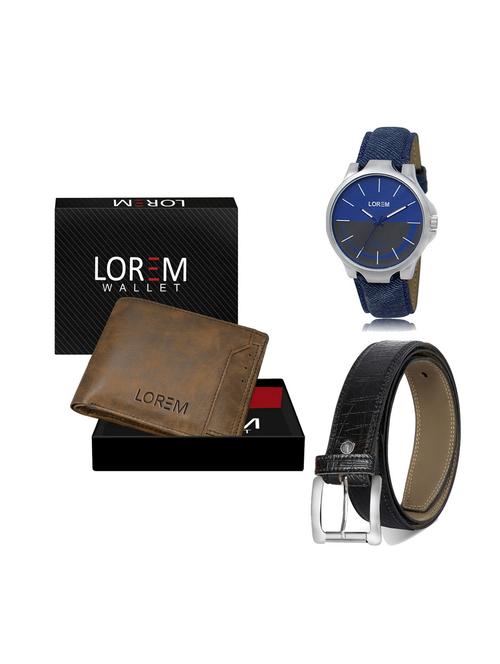 belt, wallet & watch leatherette gift combo - 19247002 - Very Small Image - 1