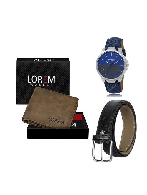 belt, wallet & watch leatherette gift combo - 19247010 - Very Small Image - 1