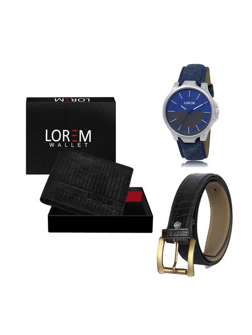 belt, wallet & watch leatherette gift combo - 19247043 - Very Small Image - 1