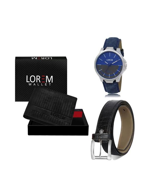 belt, wallet & watch leatherette gift combo - 19247044 - Very Small Image - 1