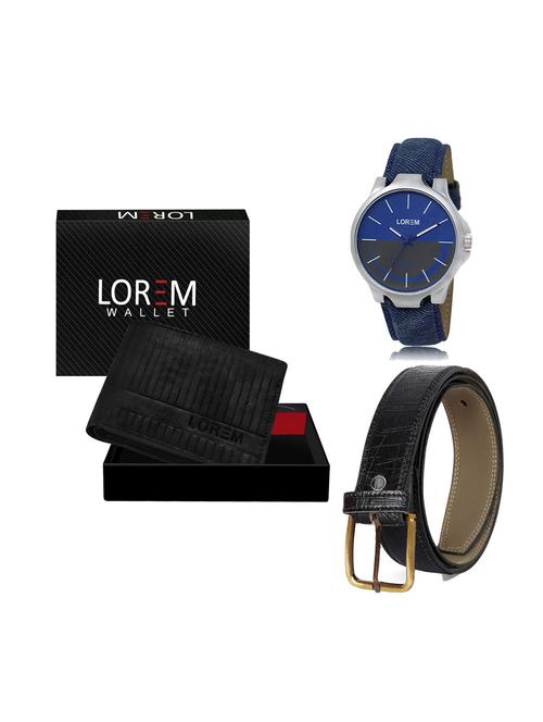 belt, wallet & watch leatherette gift combo - 19247045 - Very Small Image - 1