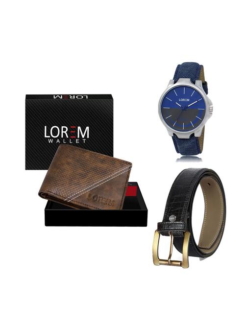 belt, wallet & watch leatherette gift combo - 19247049 - Very Small Image - 1