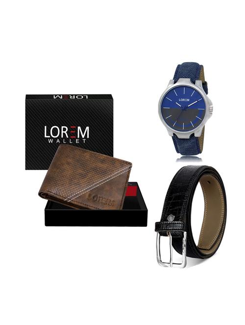 belt, wallet & watch leatherette gift combo - 19247053 - Very Small Image - 1