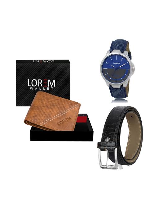 belt, wallet & watch leatherette gift combo - 19247060 - Very Small Image - 1