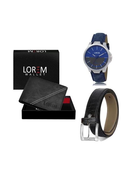 belt, wallet & watch leatherette gift combo - 19247068 - Very Small Image - 1