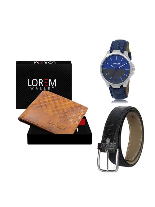 belt, wallet & watch leatherette gift combo - 19247082 - Very Small Image - 1