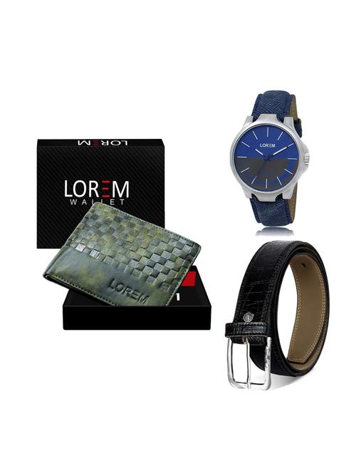 belt, wallet & watch leatherette gift combo - 19247089 - Very Small Image - 1