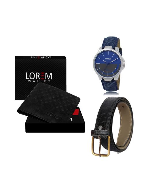 belt, wallet & watch leatherette gift combo - 19247093 - Very Small Image - 1