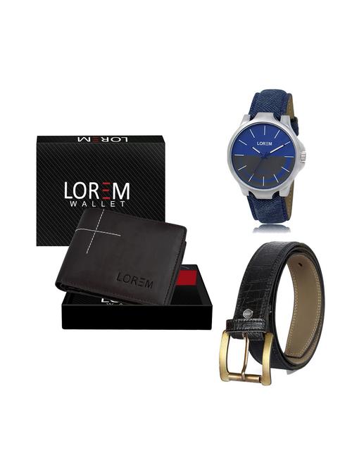 belt, wallet & watch leatherette gift combo - 19247103 - Very Small Image - 1